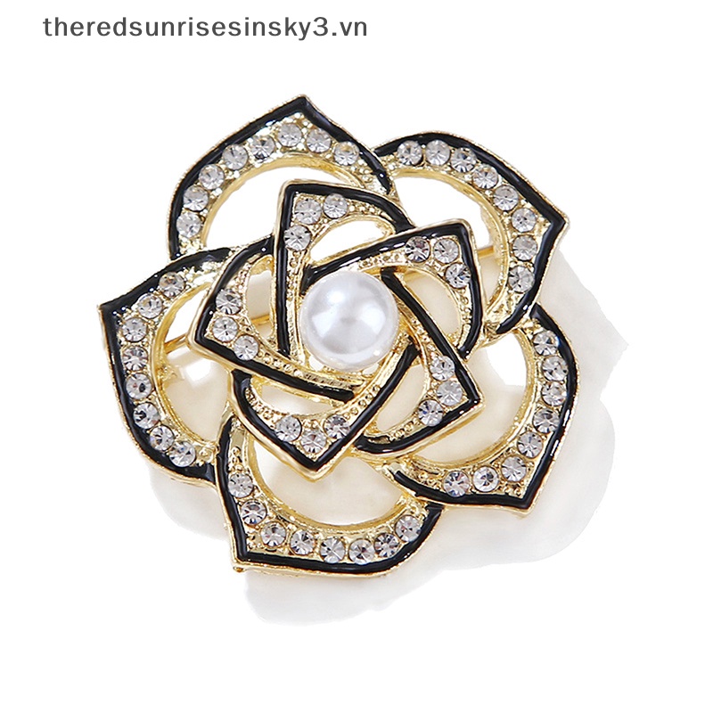 Ghim Cài Áo Hình Hoa Trà Đính Ngọc Trai Thời Trang Cho Nữ