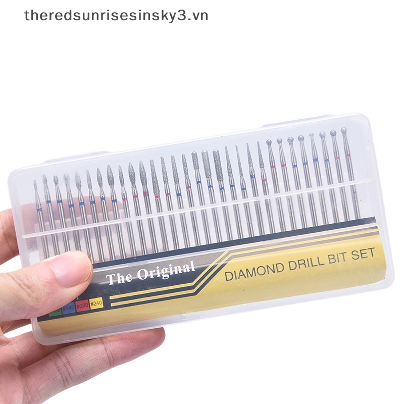 Bộ 30 Mũi Khoan Kim Cương 3 / 32 '' Cắt Móng Tay Thời Trang