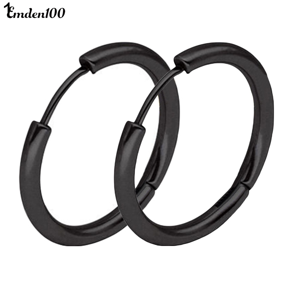 1 Đôi Khuyên Tai Tròn Bằng Thép Không Gỉ Thời Trang