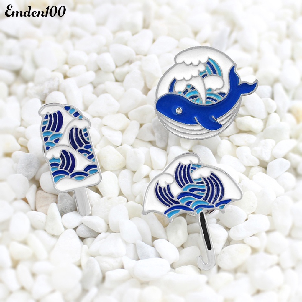 Ghim Cài Áo Hình Cá Voi / Sóng Biển Bằng Hợp Kim Dễ Thương