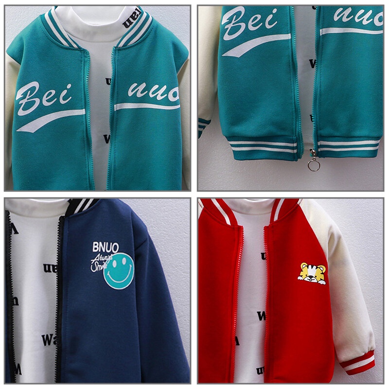 Áo Khoác Bóng Chày Dày Dặn Thời Trang Xuân Thu Cho Bé Trai Và Gái