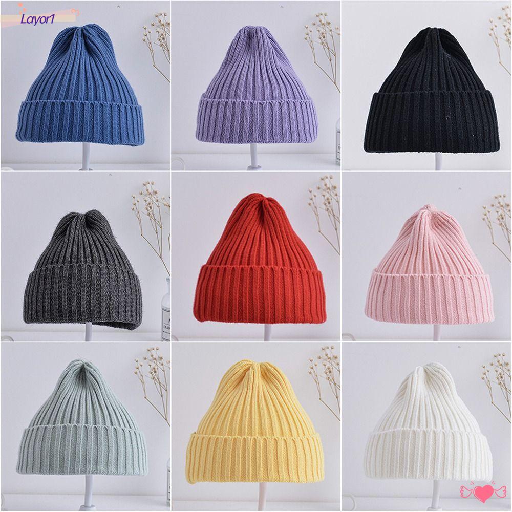 LAYOR1 Mũ Len Màu Sắc Nhã Nhặn Giữ Ấm Cho Bé