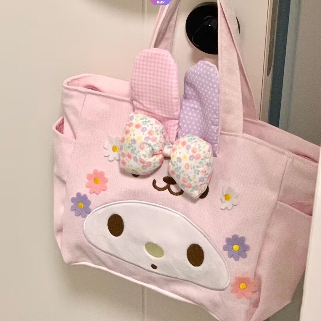 Sanrio Túi vải Sức Chứa Lớn Họa Tiết My Melody Dễ Thương Có Khóa Kéo Cho Nữ