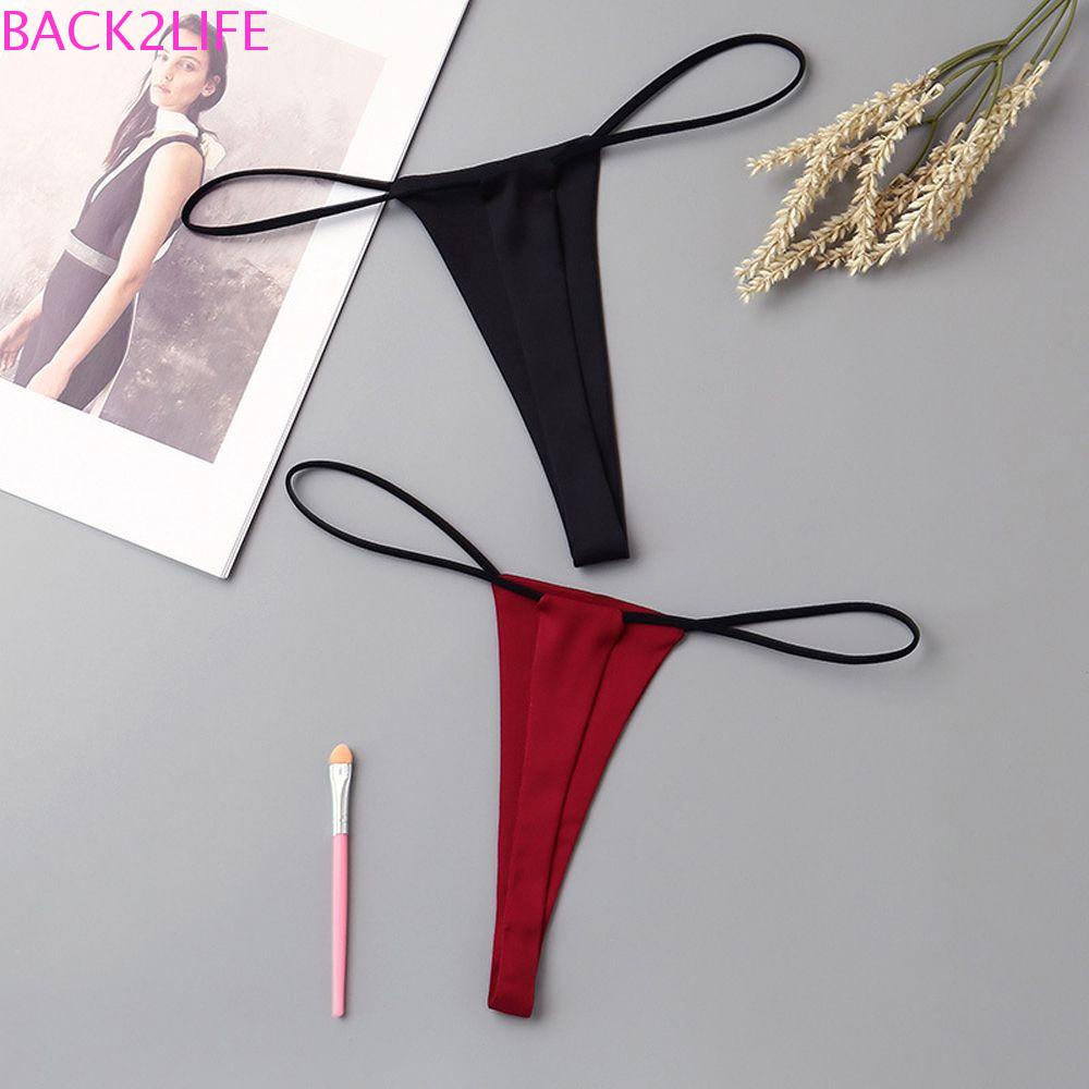 BACK2LIFE Quần Lót Nylon Màu Trơn Lưng Thấp Thoải Mái Thời Trang Cho Nữ