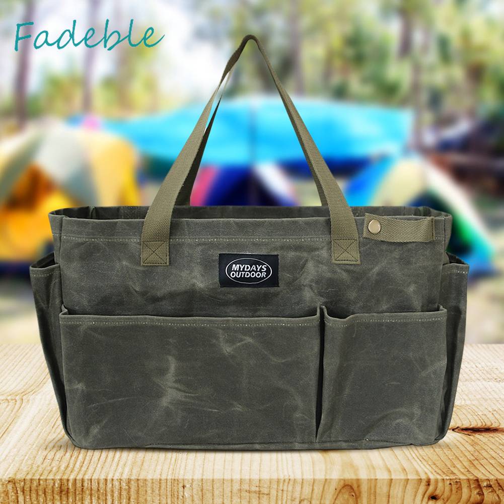 Hộp Đựng Đồ Cắm Trại Nhiều Ngăn Bằng Vải Canvas Chống Nước Có Thể Gấp Gọn