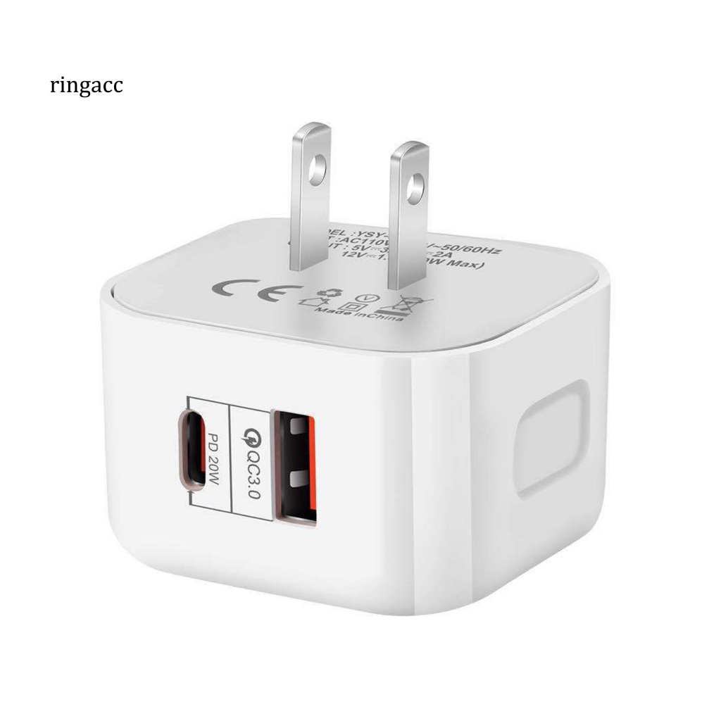 Cốc Sạc Nhanh mini Bằng ABS Hai Cổng Màu Trắng Cho iPhone 12 / 12 mini / XR / 11 / iPad