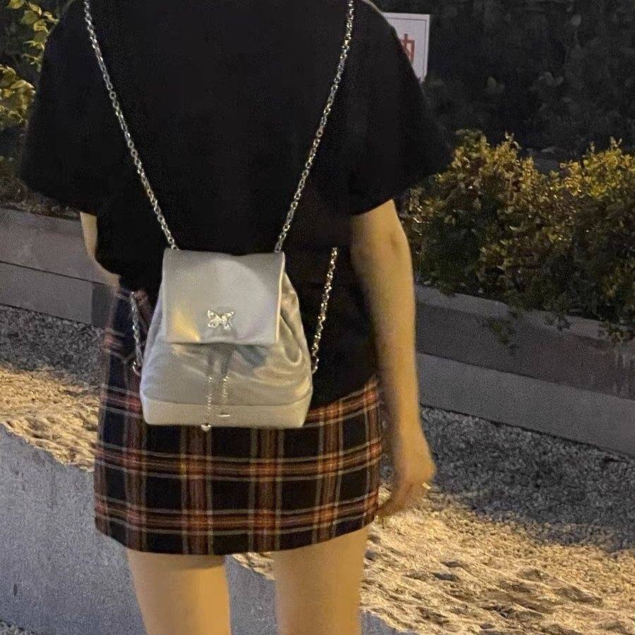 Ba Lô Da Phối Dây Xích Y2K Thời Trang Cá Tính Trẻ Trung