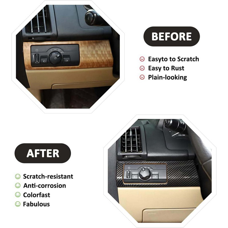 Set 3 Miếng Dán Trang Trí Bảng Điều Khiển Xe Hơi Bằng ABS Họa Tiết Sợi Carbon Cho Land Rover Freelander 2 2007-2015