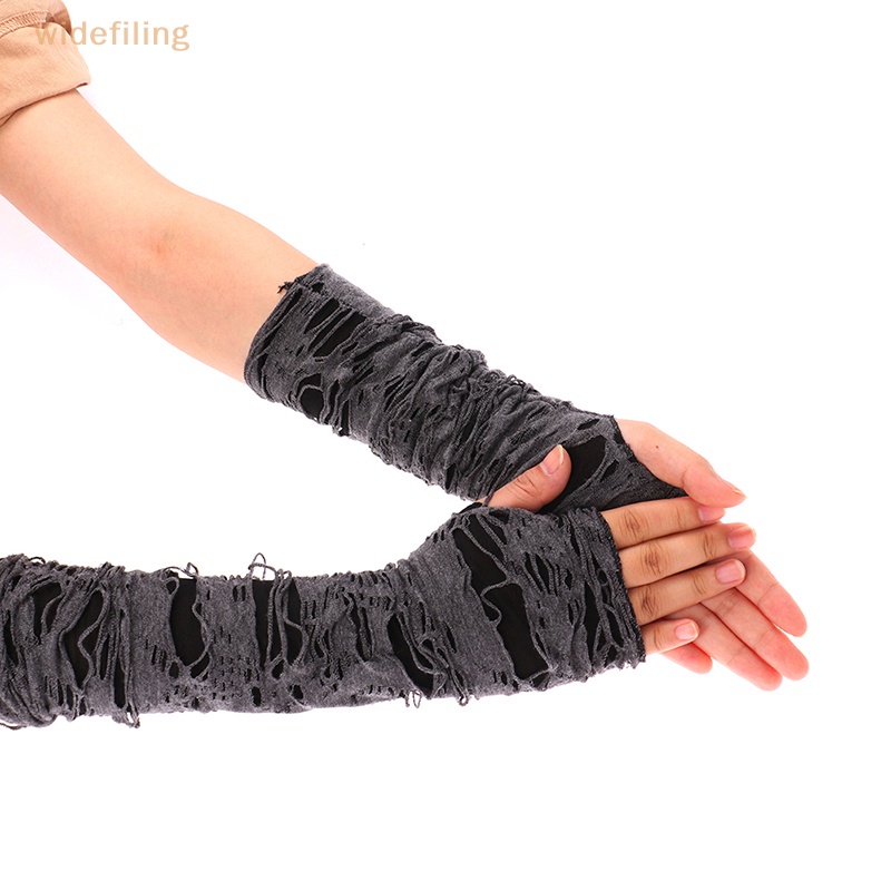 1 Đôi Găng Tay Hở Ngón Màu Đen Phong Cách Gothic