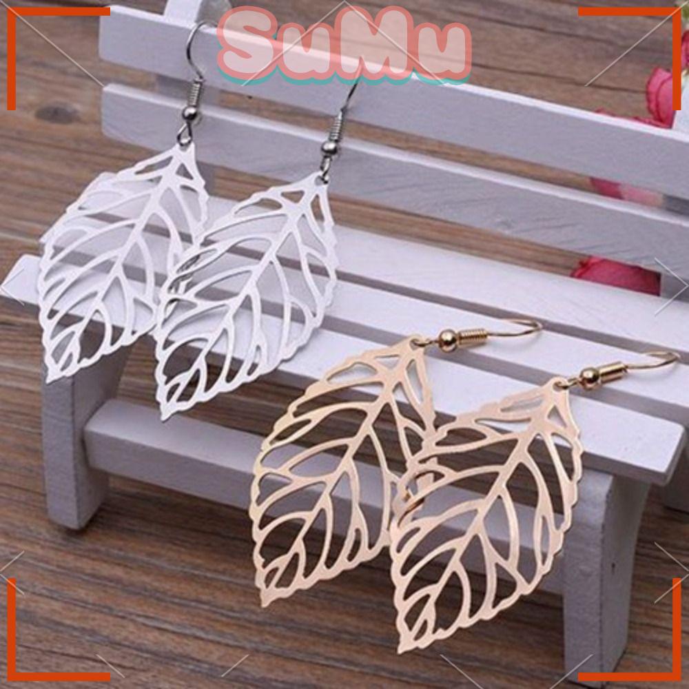 SUMU Bộ 12 Đôi Bông Tai Hợp Kim Dáng Dài Hình Chiếc Lá Phong Cách Bohemian Cổ Điển Thời Trang Cho Nữ