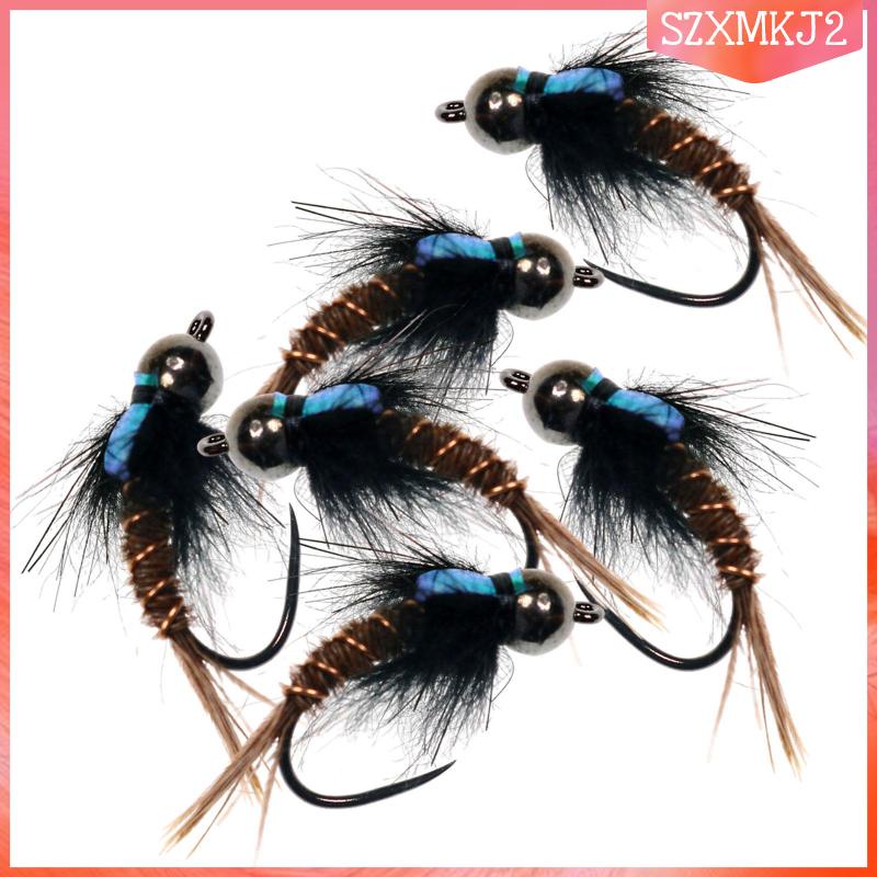 Bộ 6 Mồi Câu Cá Hình Ruồi Chống Thấm Nước #8 #10 #12 Phao Câu Cá Chất Lượng Cao Chuyên Dùng