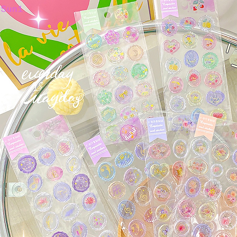 Sun1 &gt; 18 Tờ Nhãn Dán Niêm Phong DIY Trong Suốt Sáng Tạo Phong Cách Vintage