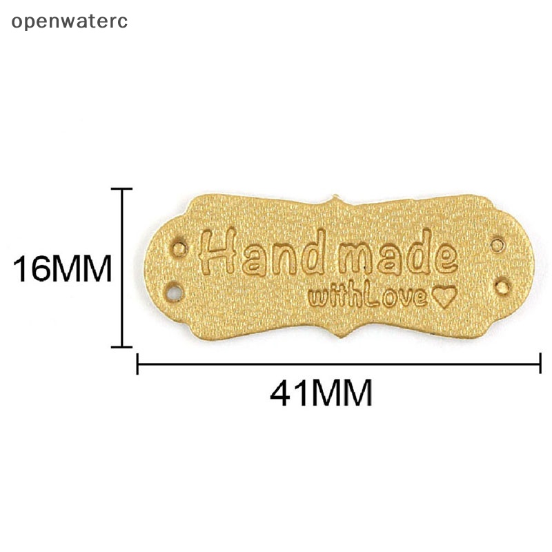 Set 50 Thẻ Da PU In Chữ Handmade With Love Dùng Để May Vá DIY