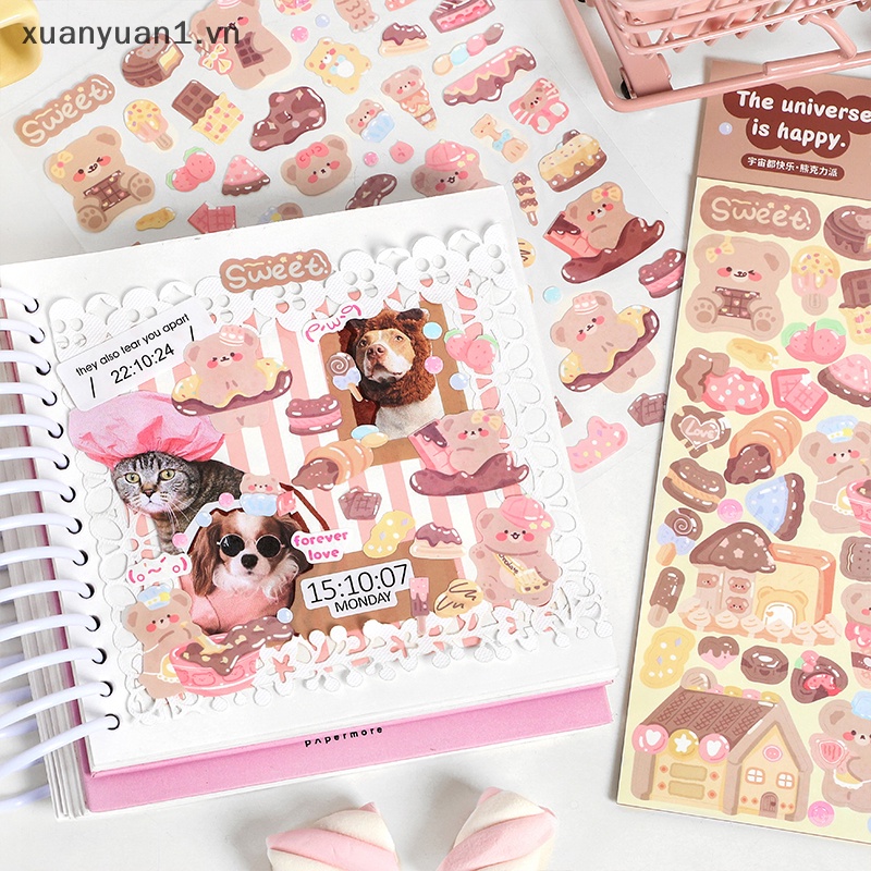 1 Tấm Hình Dán Động Vật Hoạt Hình Lấp Lánh Trang Trí Sổ Tay DIY