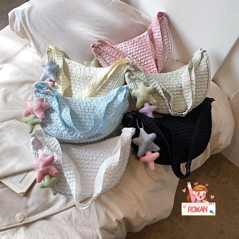 ROWANS Túi Đeo Chéo Ngực / Đeo Vai Màu Trơn Mềm Mại Phong Cách Boho Thời Trang