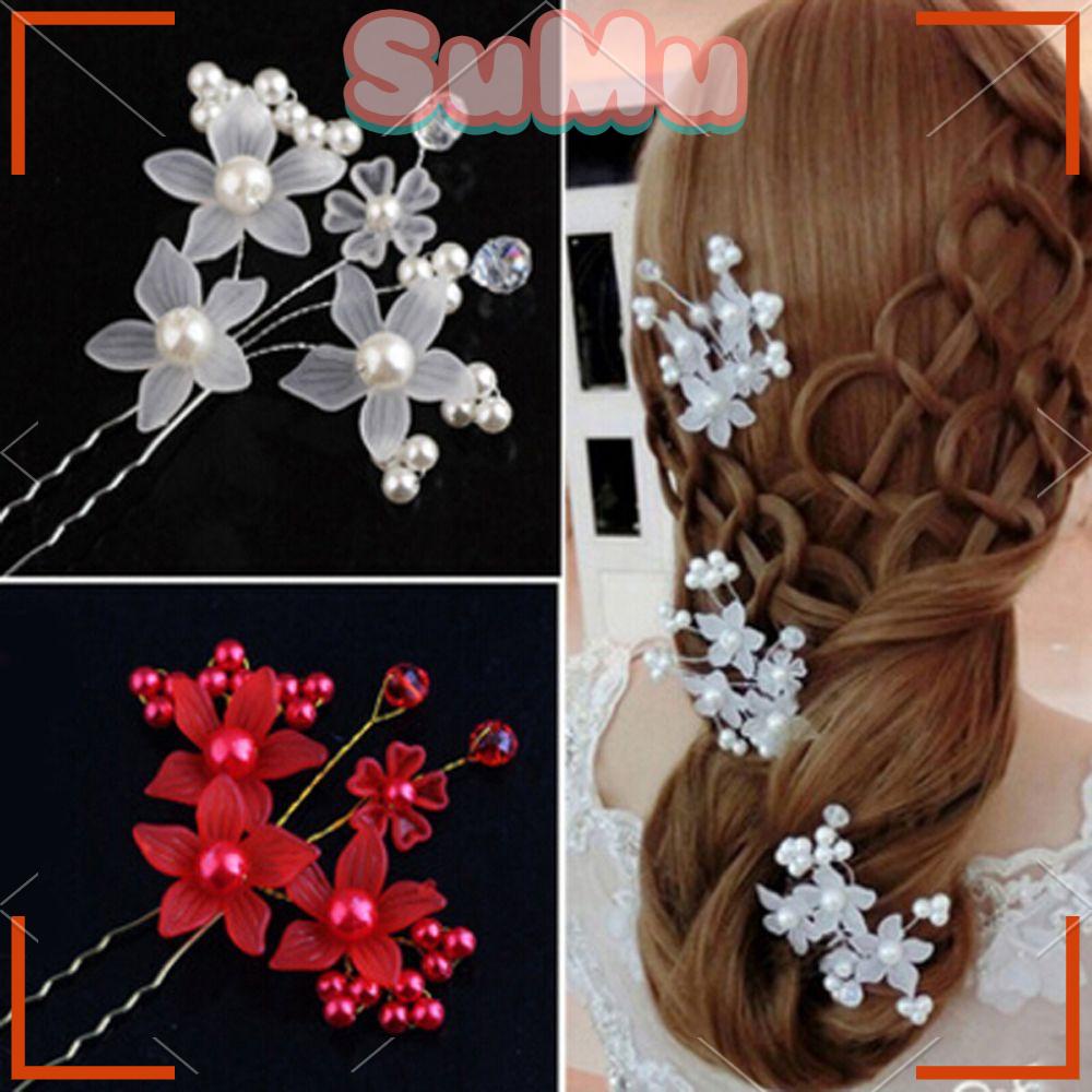 SUMU Set 6 Trâm Cài Tóc Cô Dâu Đính Đá Pha Lê Nhân Tạo