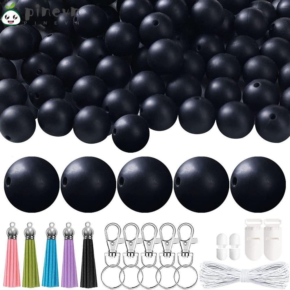 PINEVN Bộ 100 Hạt Silicone Tròn 15mm Làm Trang Sức