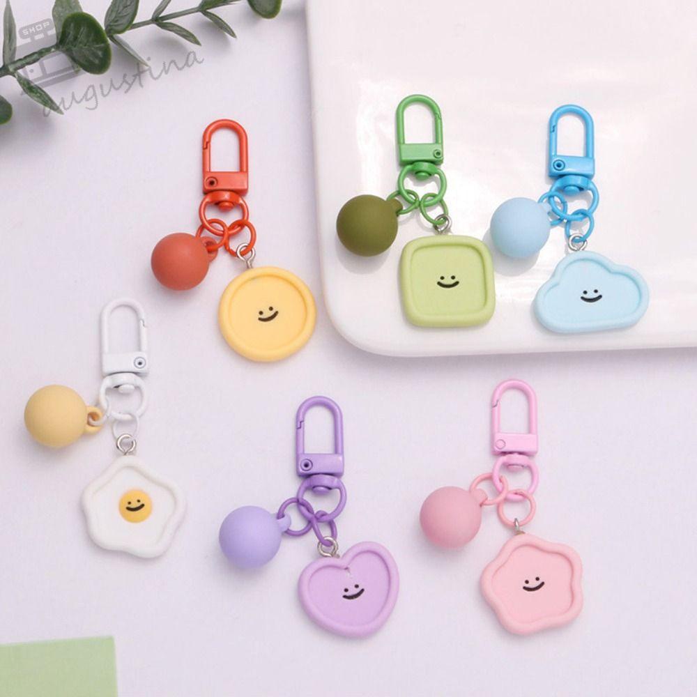 AUGUSTINA Móc Chìa Khóa Hình Tròn / Mặt Cười / Đám Mây Nhiều Màu Sắc Bằng Nhựa Resin Trang Trí Điện Thoại
