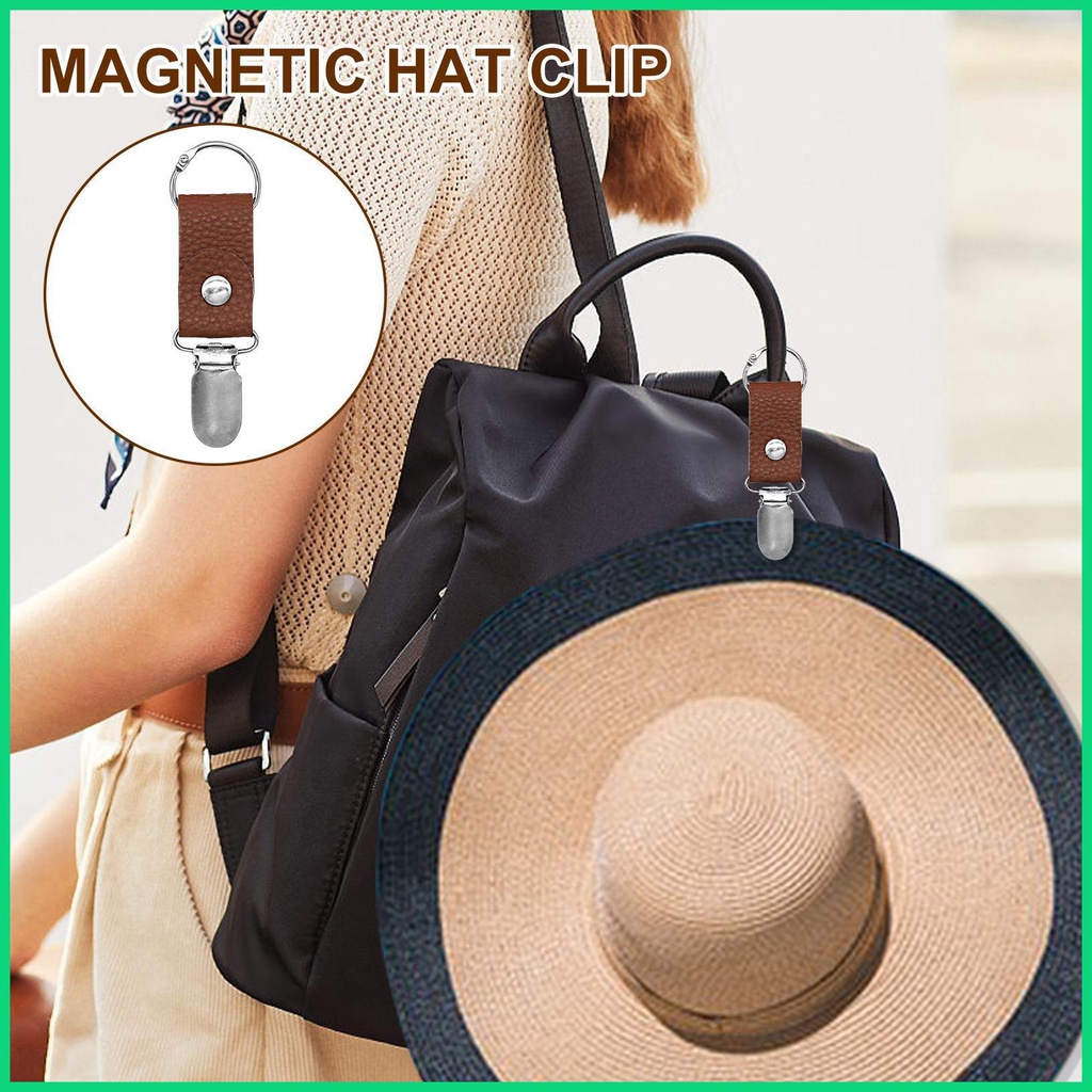 Kẹp Nón Da PU Từ Tính Đa Năng Tiện Dụng Mang Theo Du Lịch
