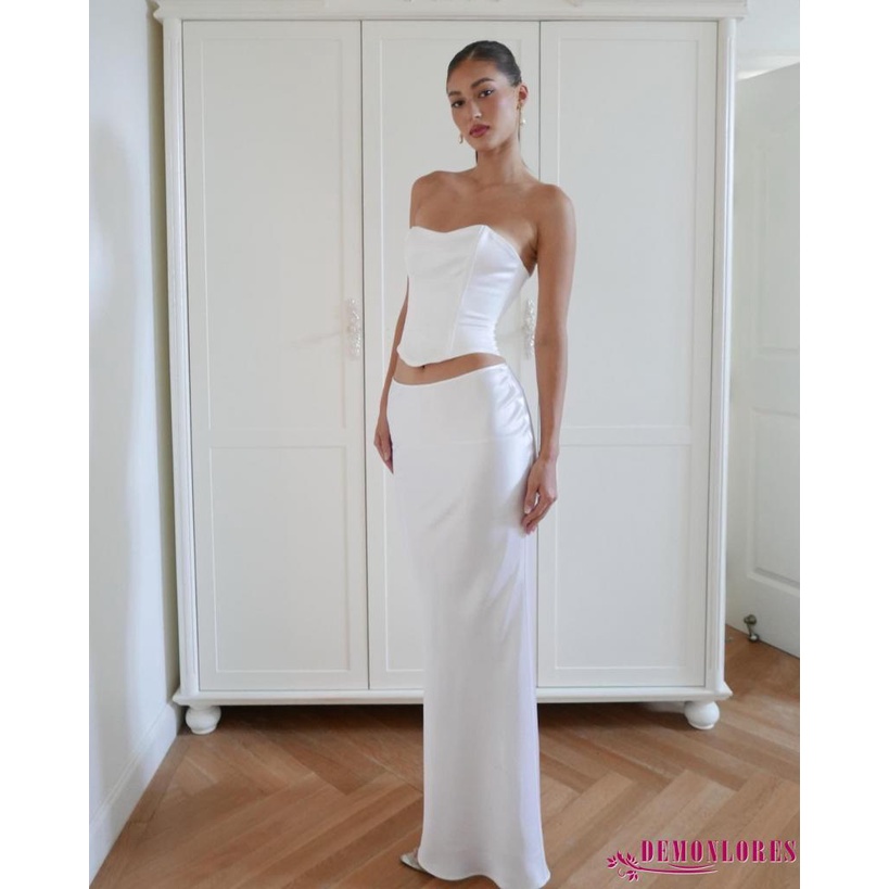 Áo Croptop Trễ Vai Không Tay Màu Sắc Đơn Giản Cho Nữ