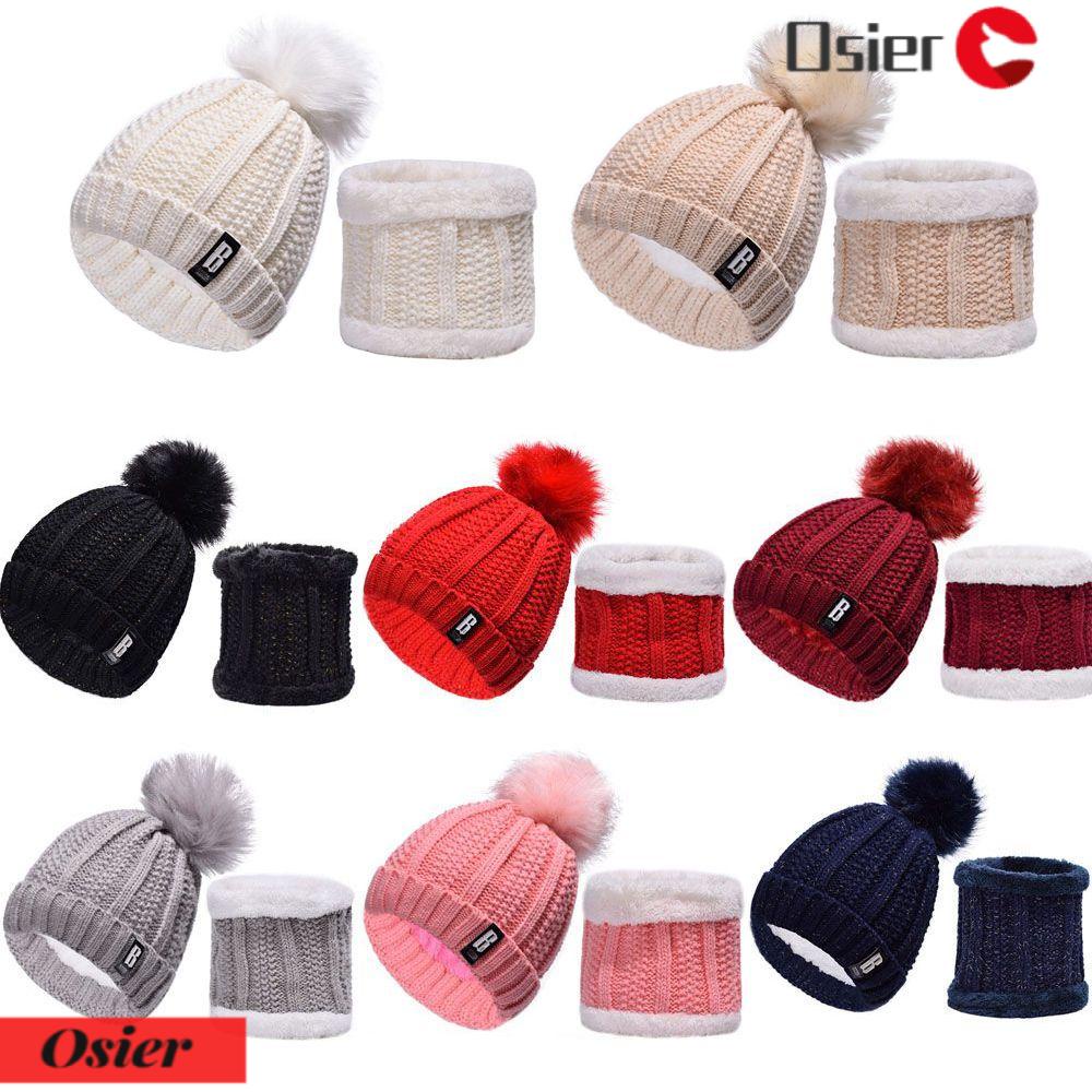 OSIER1 Set Mũ beanie Và Khăn Choàng Cổ Giữ Ấm Cho Nam Và Nữ