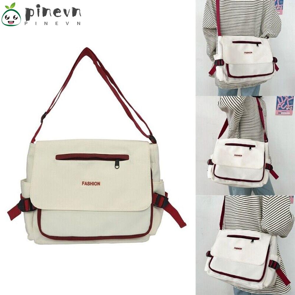 PINEVN Túi Đeo Vai / Đeo Chéo Có Khóa Kéo Sức Chứa Lớn Tùy Chỉnh Thời Trang Cho Học Sinh