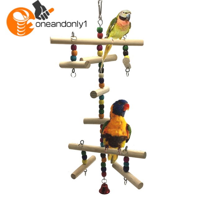 Đồ Chơi Hạt Gỗ Tròn Nhiều Màu Có Chuông Dành Cho Vẹt Cỡ Nhỏ / Vừa / Nhỏ