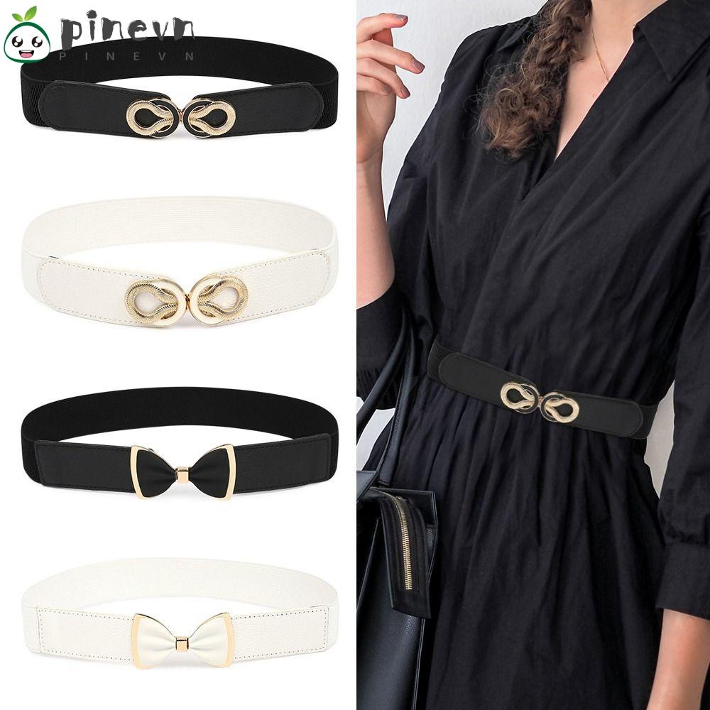 PINEVN Thắt Lưng Co Giãn Khóa Kim Loại Trang Trí Quần Áo