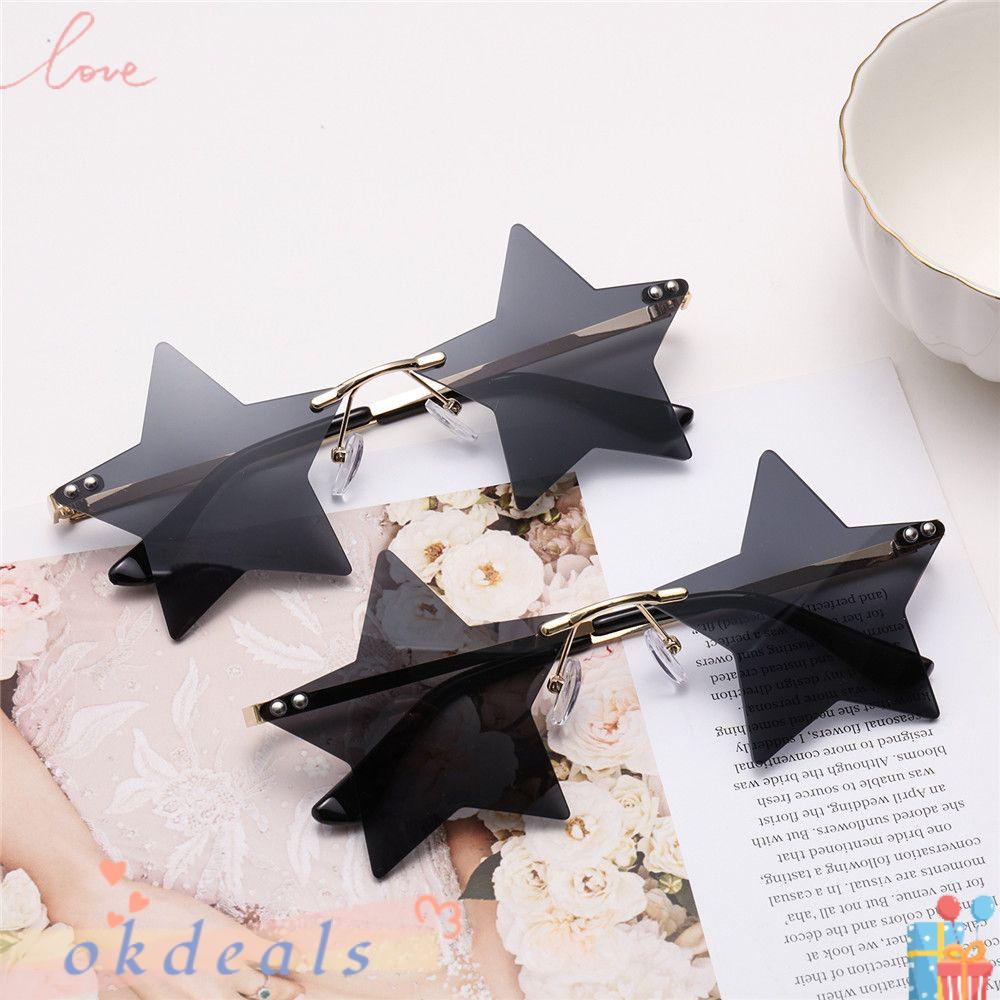 OKDEALS Kính Mát Không Gọng Họa Tiết Ngôi Sao Năm Cánh Phong Cách Giáng Sinh Cho Nam Và Nữ