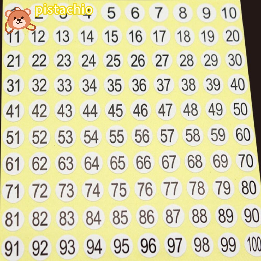 PISTA Bộ 30 Tấm Nhãn Dán Đánh Số 1 Đến 100 30 Tờ 0.4 Inch Tự Dính Chống Thấm Nước Tiện Dụng