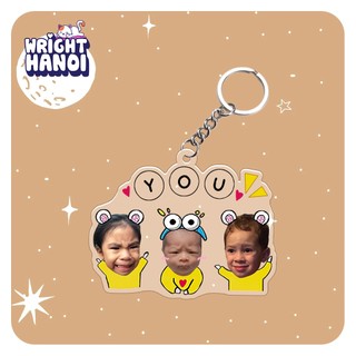 Móc khóa mica gia đình in theo yêu cầu 3 người cho người thân, gia đình, bạn bè-chất liệu mica in 2 mặt