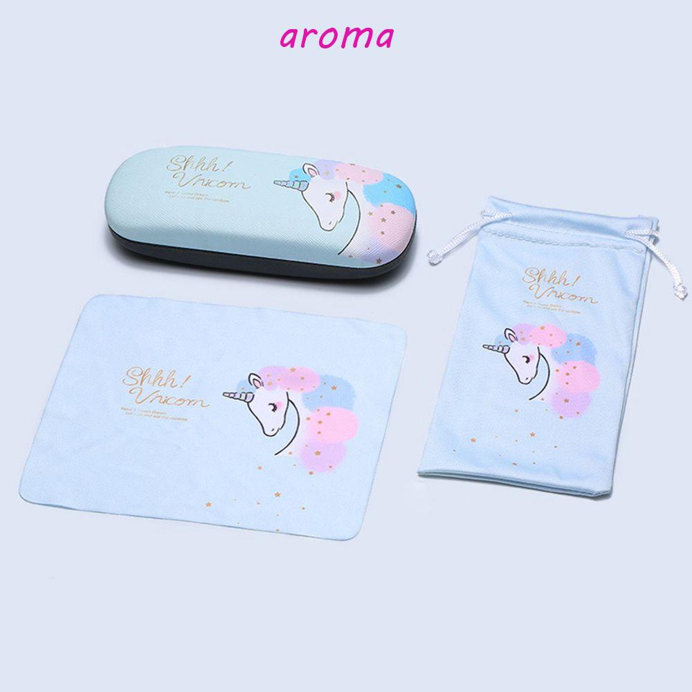 AROMA Hộp Đựng Mắt Kính Hình Kỳ Lân Hoạt Hình Đơn Giản Chống Áp Lực Chống Rơi Kèm Kính Đọc Sách Tiện Dụng Cho Nữ Ốp