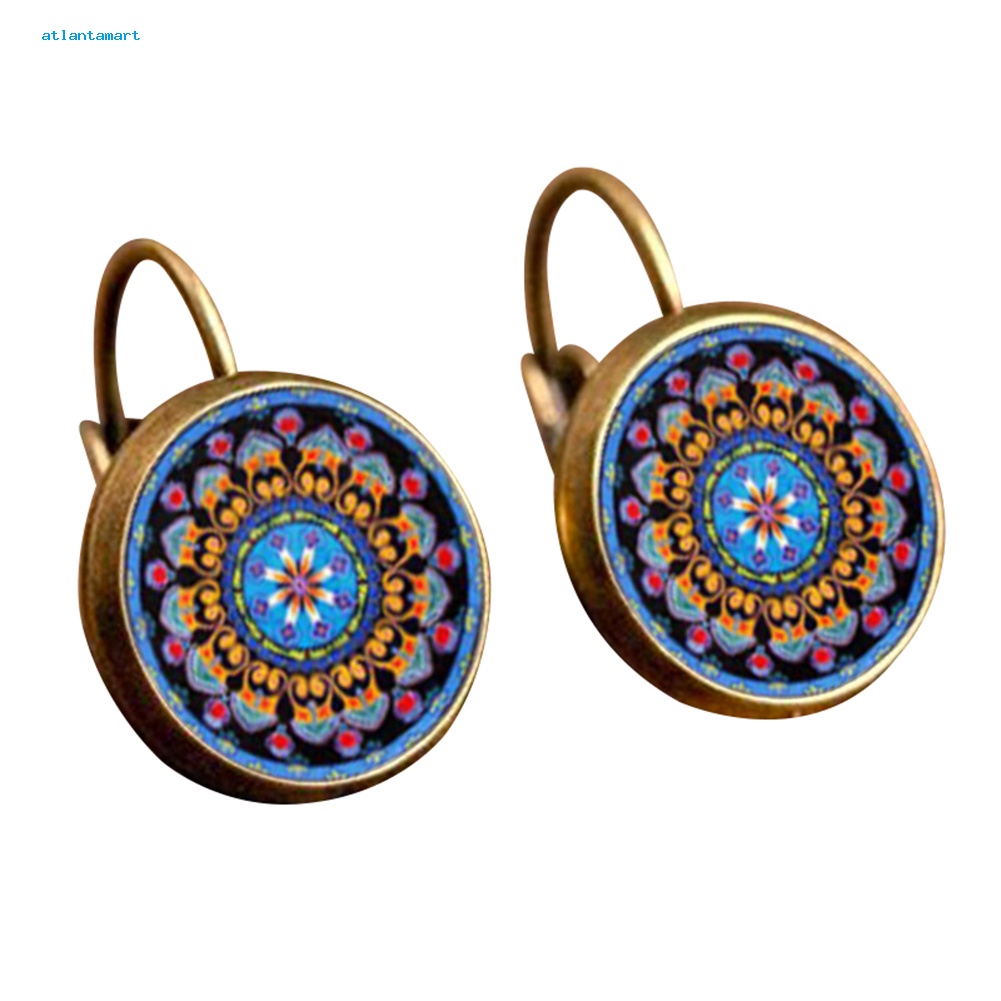 Túi Đựng Đồ Dùng Cao Cấp Tiện Dụng| Khuyên Tai Tròn Họa Tiết Hoa Mandala Thời Trang