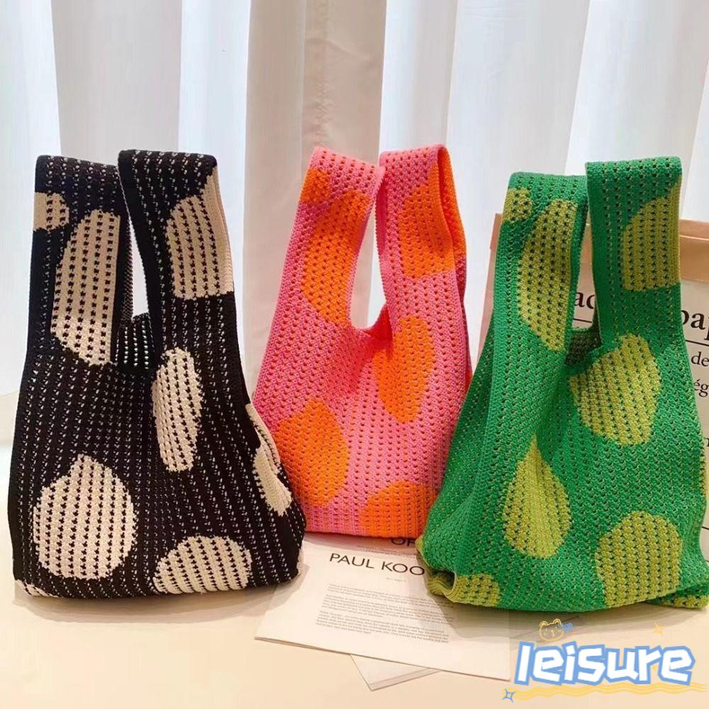LEISURE Túi Xách Đan Len Thủ Công Xinh Xắn Hợp Thời Trang Cho Bạn Gái