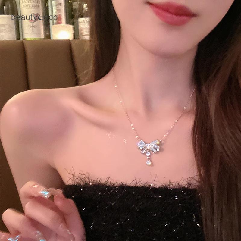 Beautycoco🍊Dây Chuyền Mặt Hình Giọt Nước Đính Đá Zircon Sang Trọng