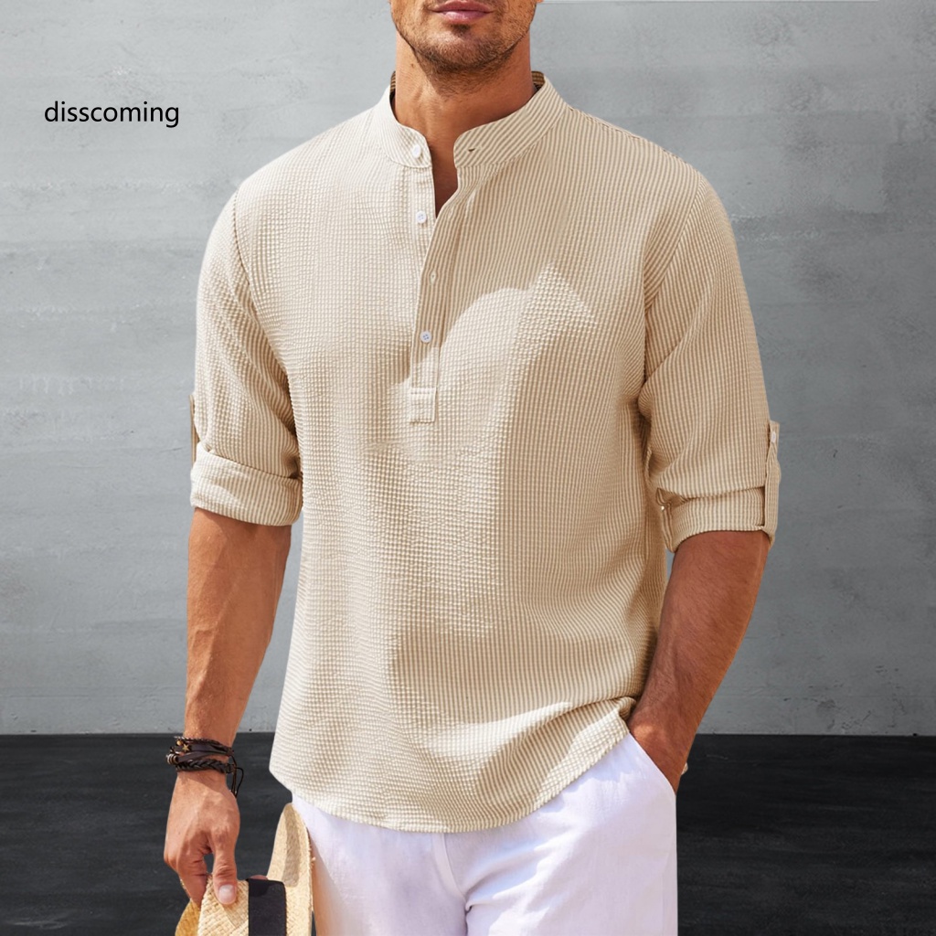 Áo Thun SL SL SL SL Thiết Kế Trẻ Trung Năng Động| Áo Sơ Mi Nam Dài Tay Cổ Đứng Cài Nút Cỡ Lớn Mềm Mại Hợp Thời Trang Xuân Hè