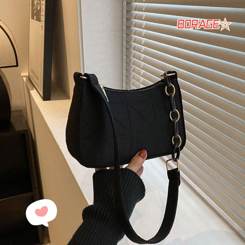 BORAG Túi Đeo Vai / Kẹp Nách Mini Bằng Vải Nỉ Gọn Nhẹ Thời Trang Cho Nữ