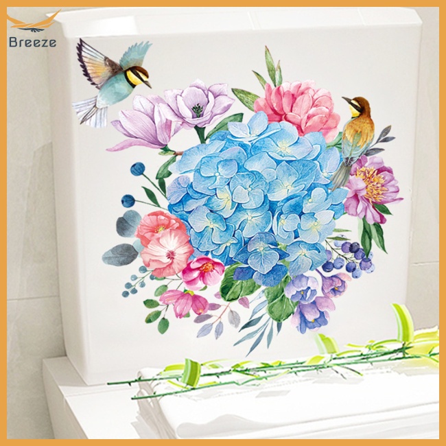 Miếng Dán Trang Trí Toilet Bằng PVC Hình Hoa Chống Thấm Nước Siêu Nhẹ