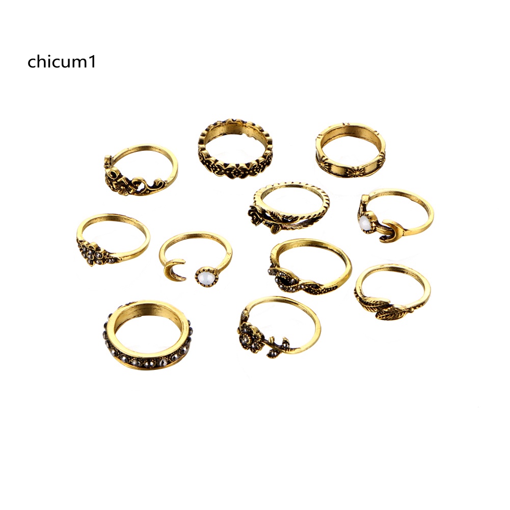 Set 11 Nhẫn Đeo Khớp Ngón Tay Phong Cách Retro