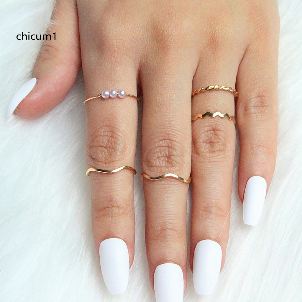 Set 5 Nhẫn Đeo Khớp Ngón Tay Thời Trang Cho Nữ