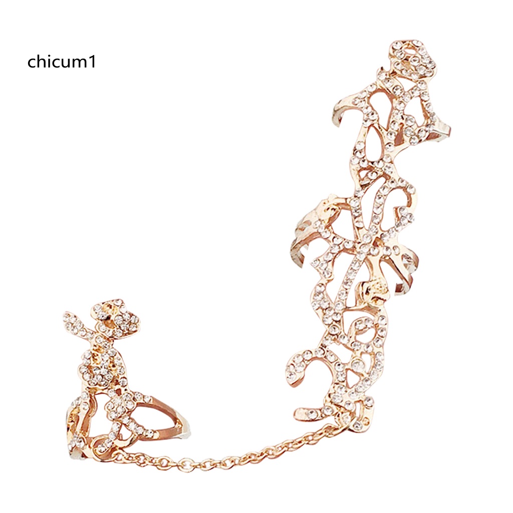 Nhẫn Đeo Khớp Ngón Tay Hợp Kim Đính Đá Hình Hoa Hồng Có Thể Điều Chỉnh Kích Thước