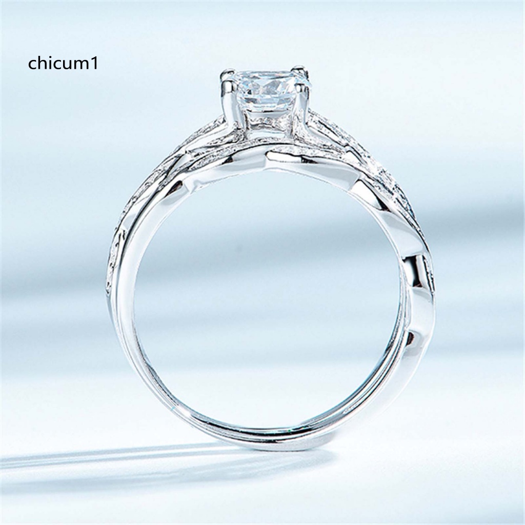 Set 2 Nhẫn Cưới Mạ Đồng Đính Đá Zircon Sang Trọng