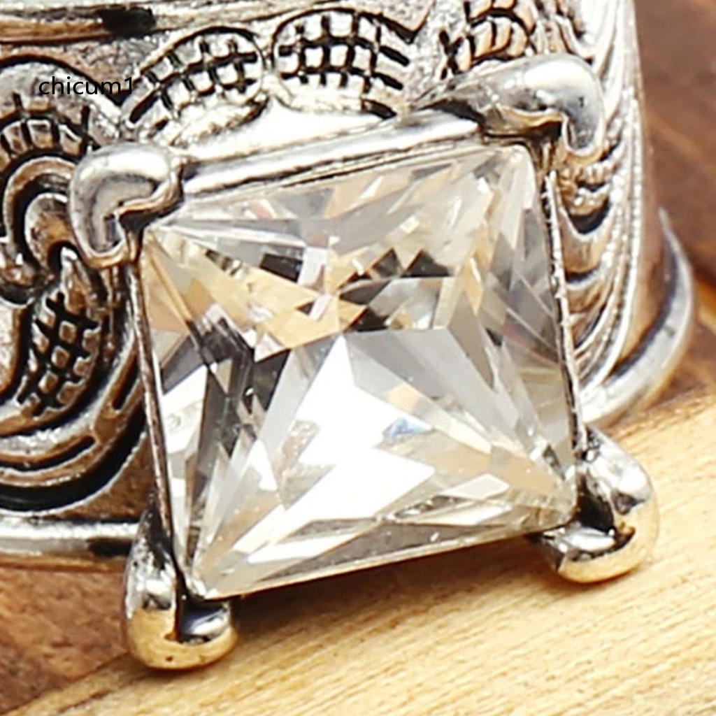 Nhẫn Unisex Đính Đá Zircon Cổ Điển Sang Trọng