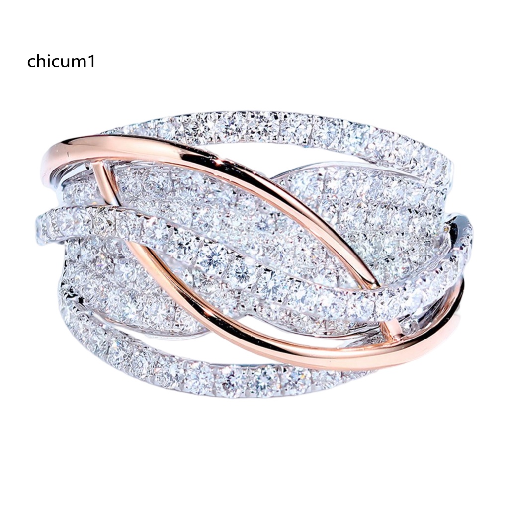 Nhẫn Cưới Dạng Xoắn Đính Đá Màu Sắc Tương Phản Dành Cho Nữ