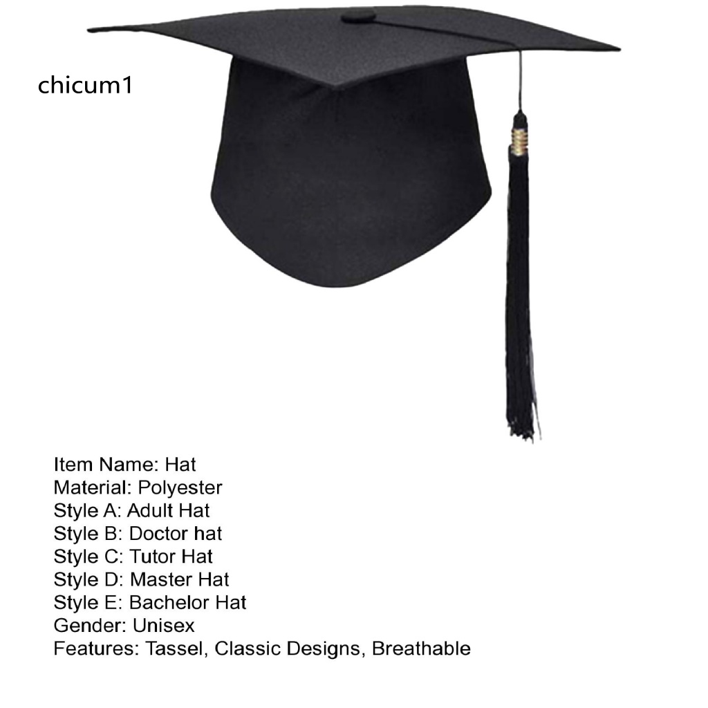 Mũ Mortarboard CC Thiết Kế Cổ Điển Phối Tua Rua Thoáng Khí Thoải Mái Trang Trí Lễ Tốt Nghiệp