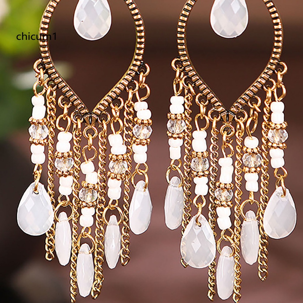 1 Đôi Bông Tai Hình Thác Nước Siêu Dài Phong Cách Bohemia Dành Cho Nữ