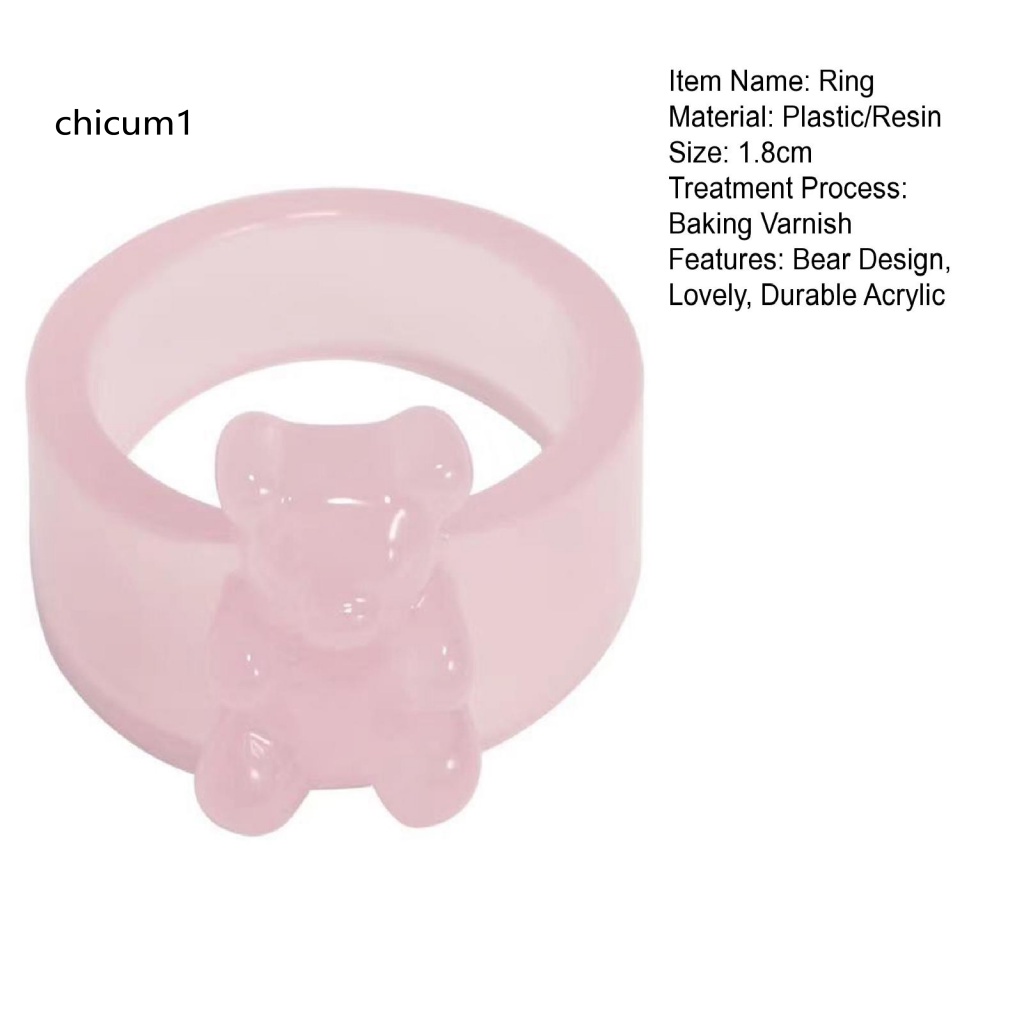 Nhẫn Acrylic Trong Suốt Màu Kẹo Hình Gấu Nhỏ Phong Cách Hàn Quốc Cho Nữ