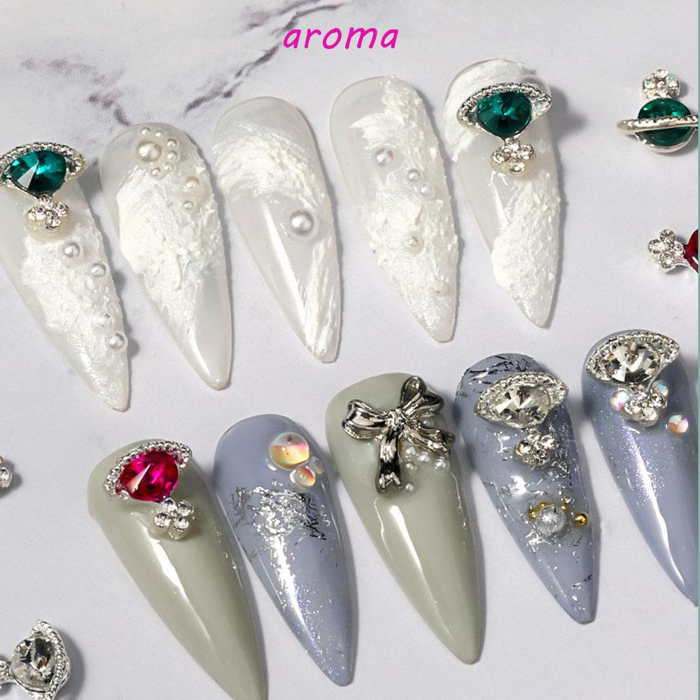 AROMA Phụ Kiện Trang Trí Móng Tay 3D Bằng Hợp Kim Nhiều Màu Thời Trang DIY