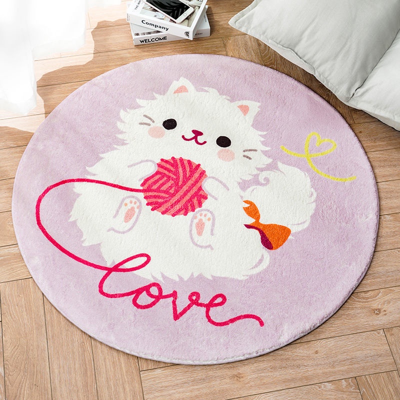 Thảm Tròn Lót Sàn Phòng Ngủ In Hoạt Hình Dễ Thương