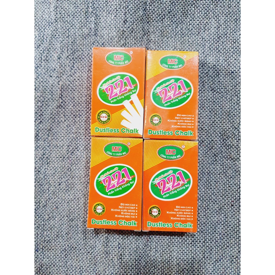 Phấn Viết Bảng Không Bụi MIC, 10 viên, Trắng, Phấn Màu